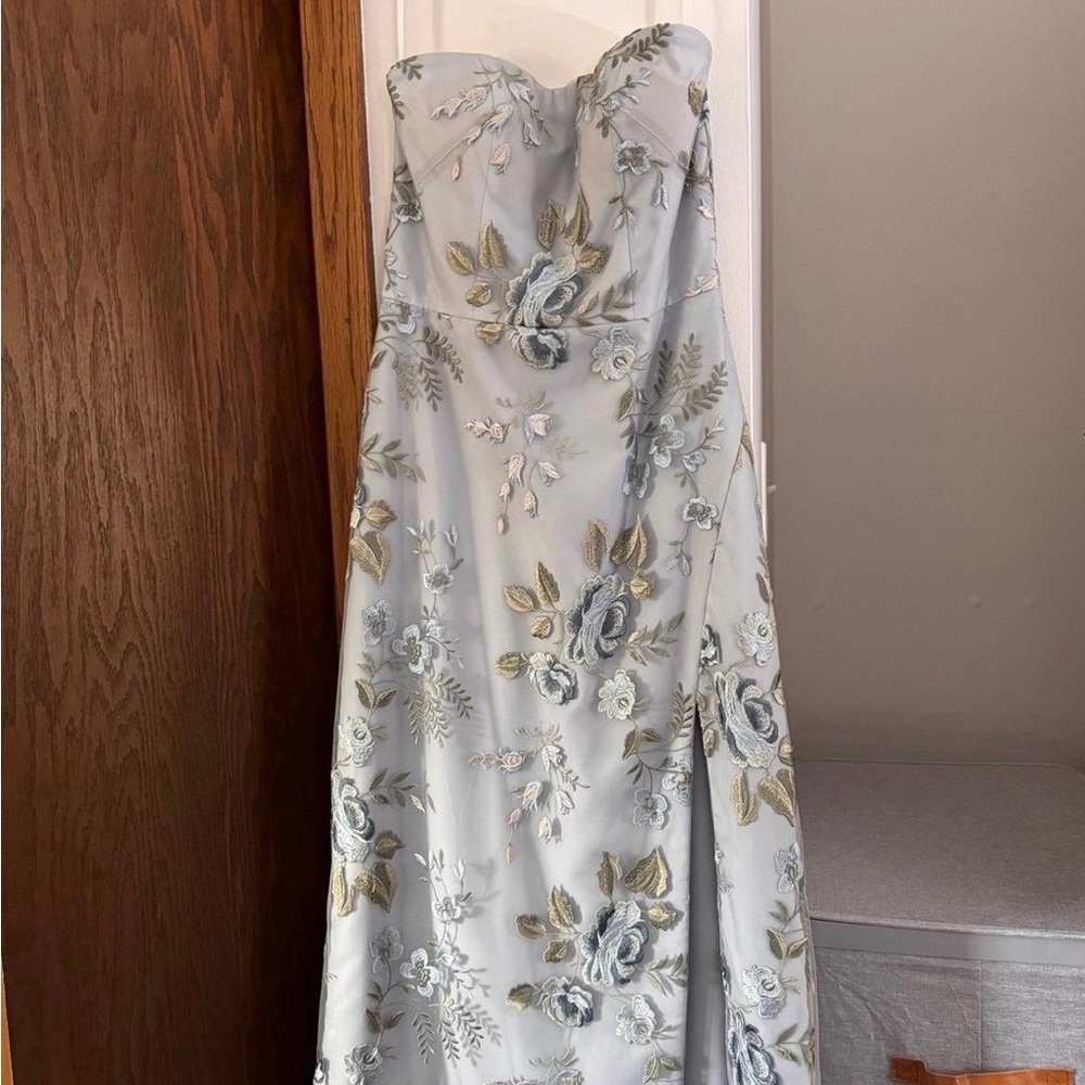 Jenny Yoo Strapless Maxi Dress in Whisper Blue Floral